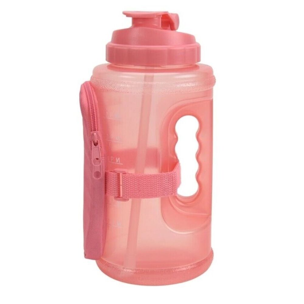 Mainstays 74 Ounce Plastic Drinking Water Bottle with Accessory Bag Pink‎ New